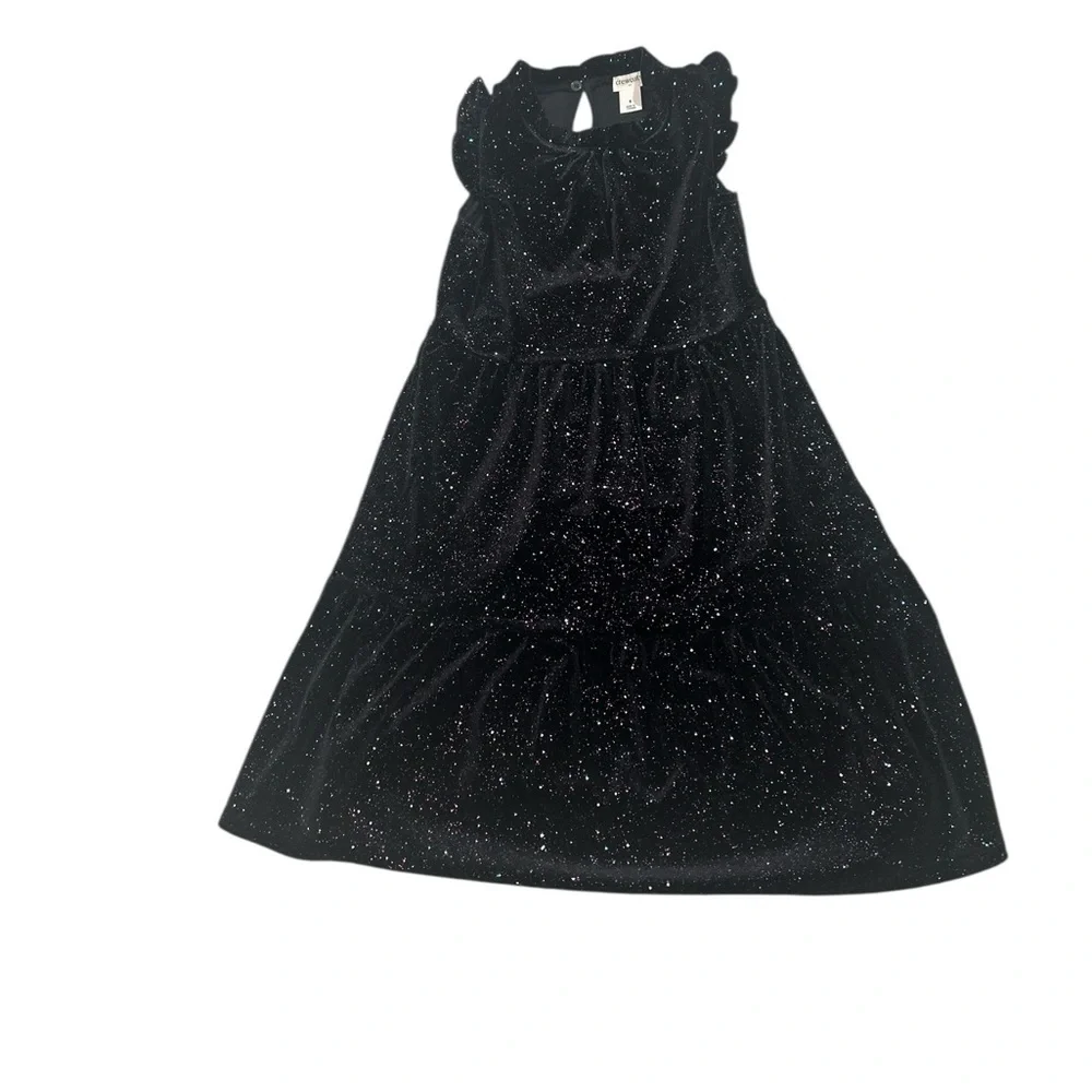 Crewcuts Black Sparkle velveteen short sleeve Dress size 6